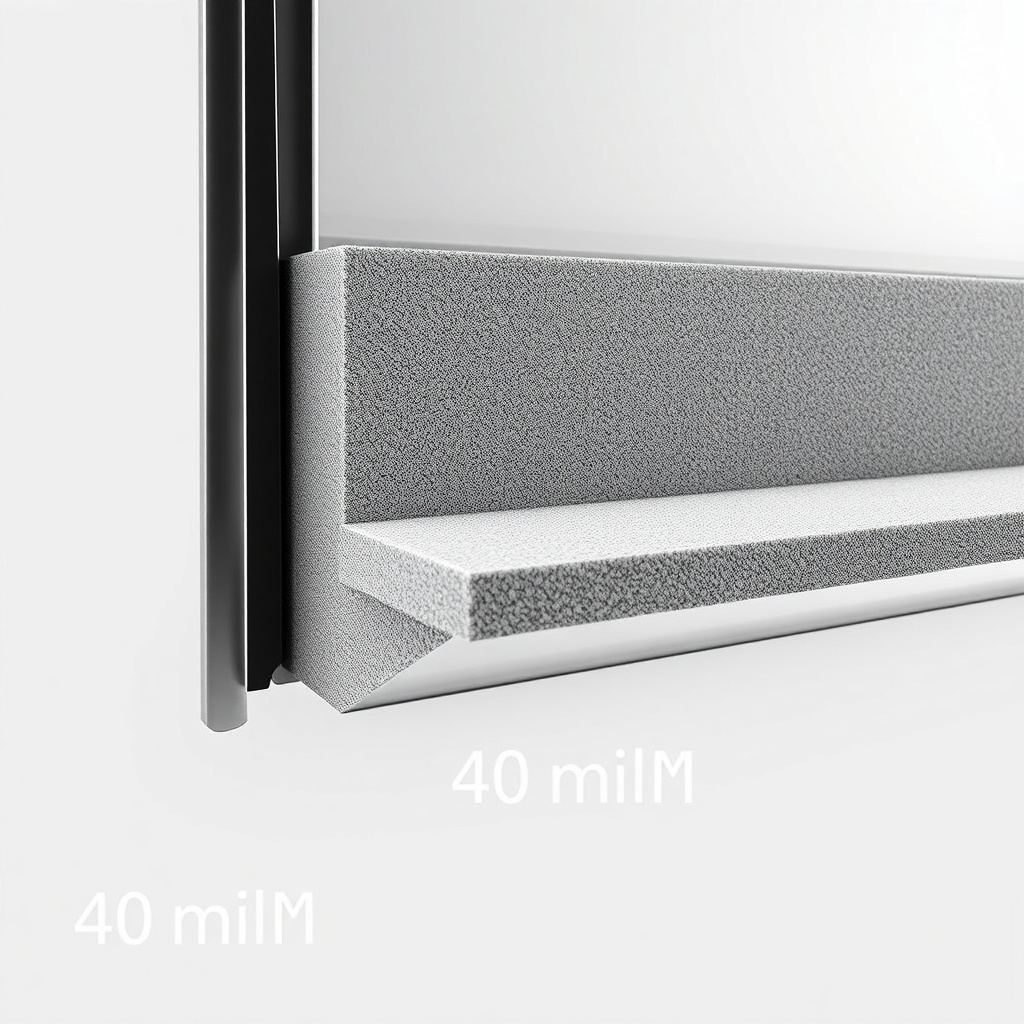 A photorealistic cross-section of a garage door panel showing the steel outer layer