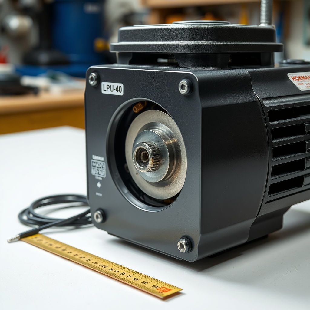 A close-up photorealistic shot of the Hörmann LPU 40 motor unit with the cover partially r