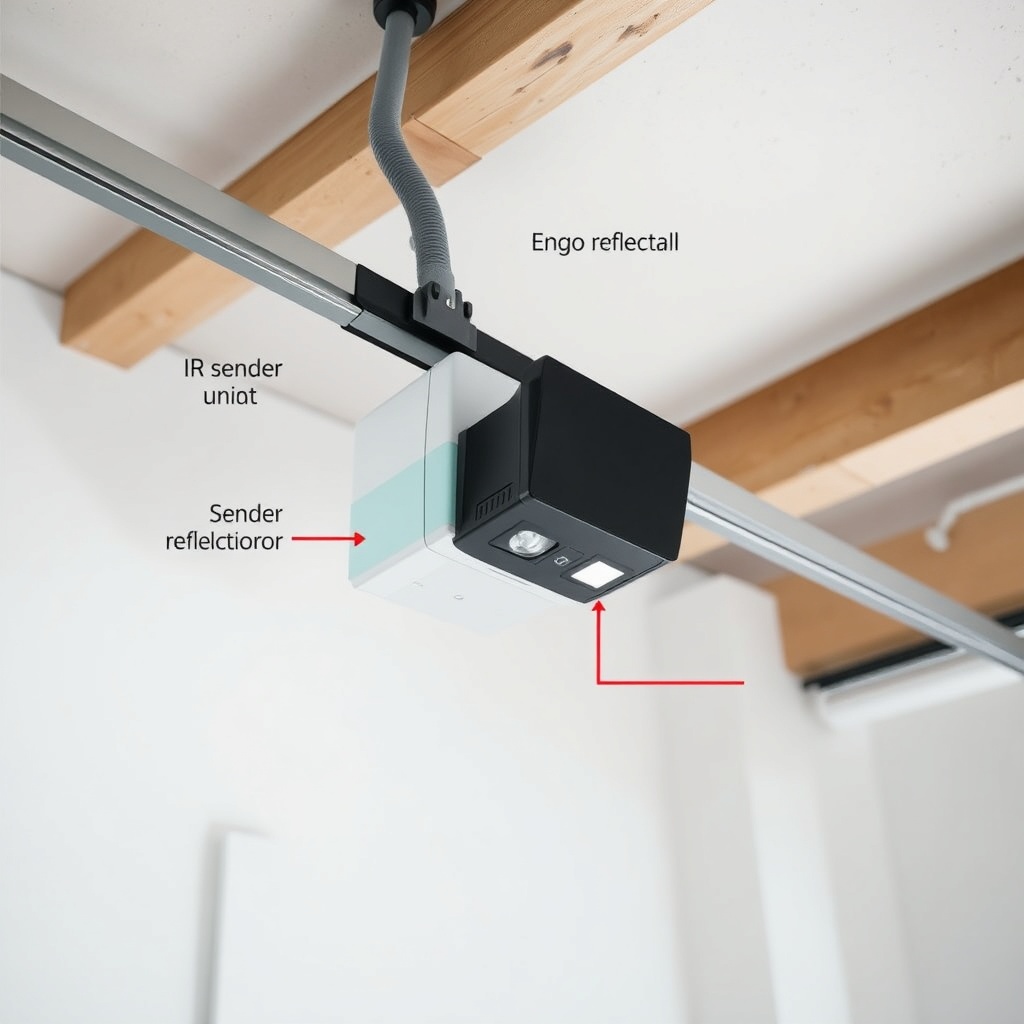 A realistic product photo of the photoelectric sensor mounting of a Hörmann LPU 40