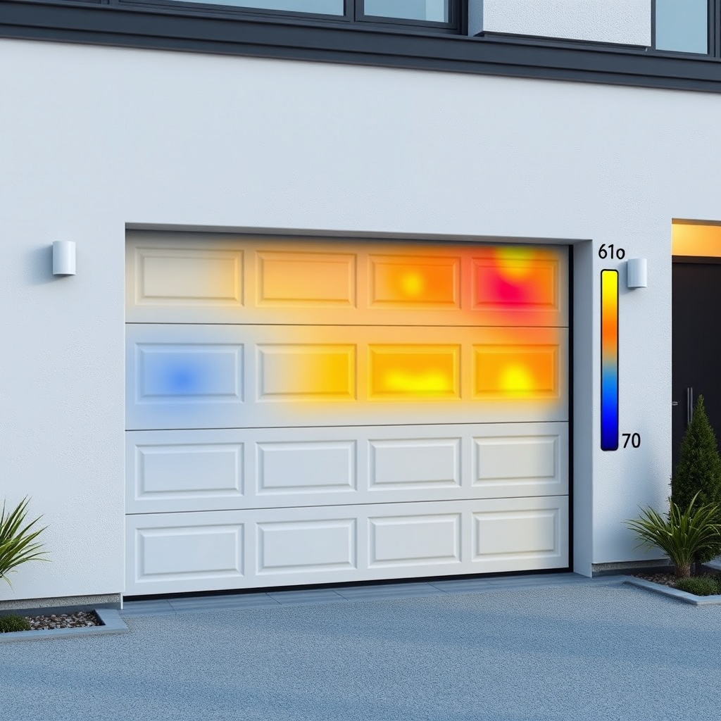 A photorealistic side view of a Novoferm NOVOTEC 502 garage door installed in a modern hom