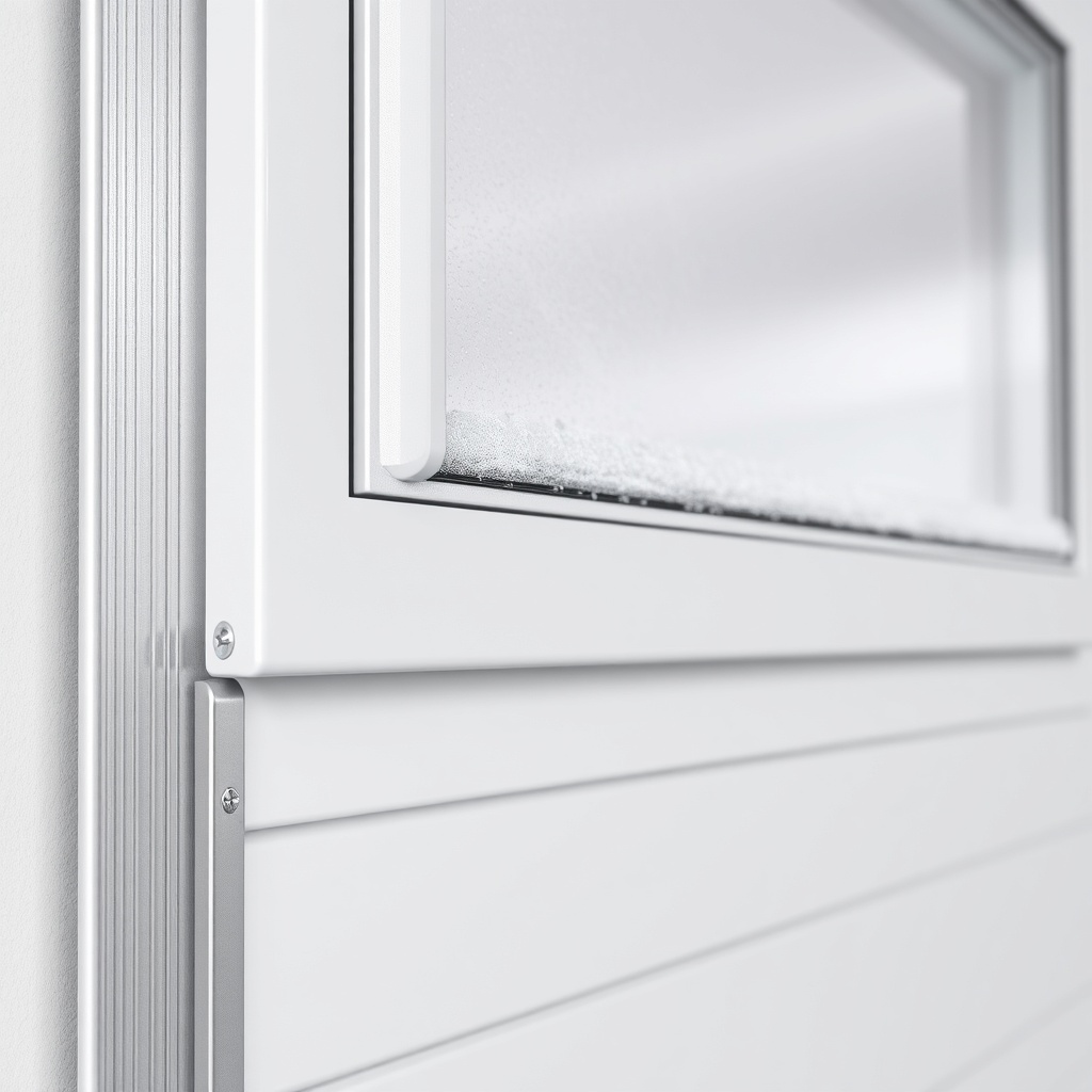 A close-up photorealistic photo of a Novoferm NOVOTEC 502 garage door section