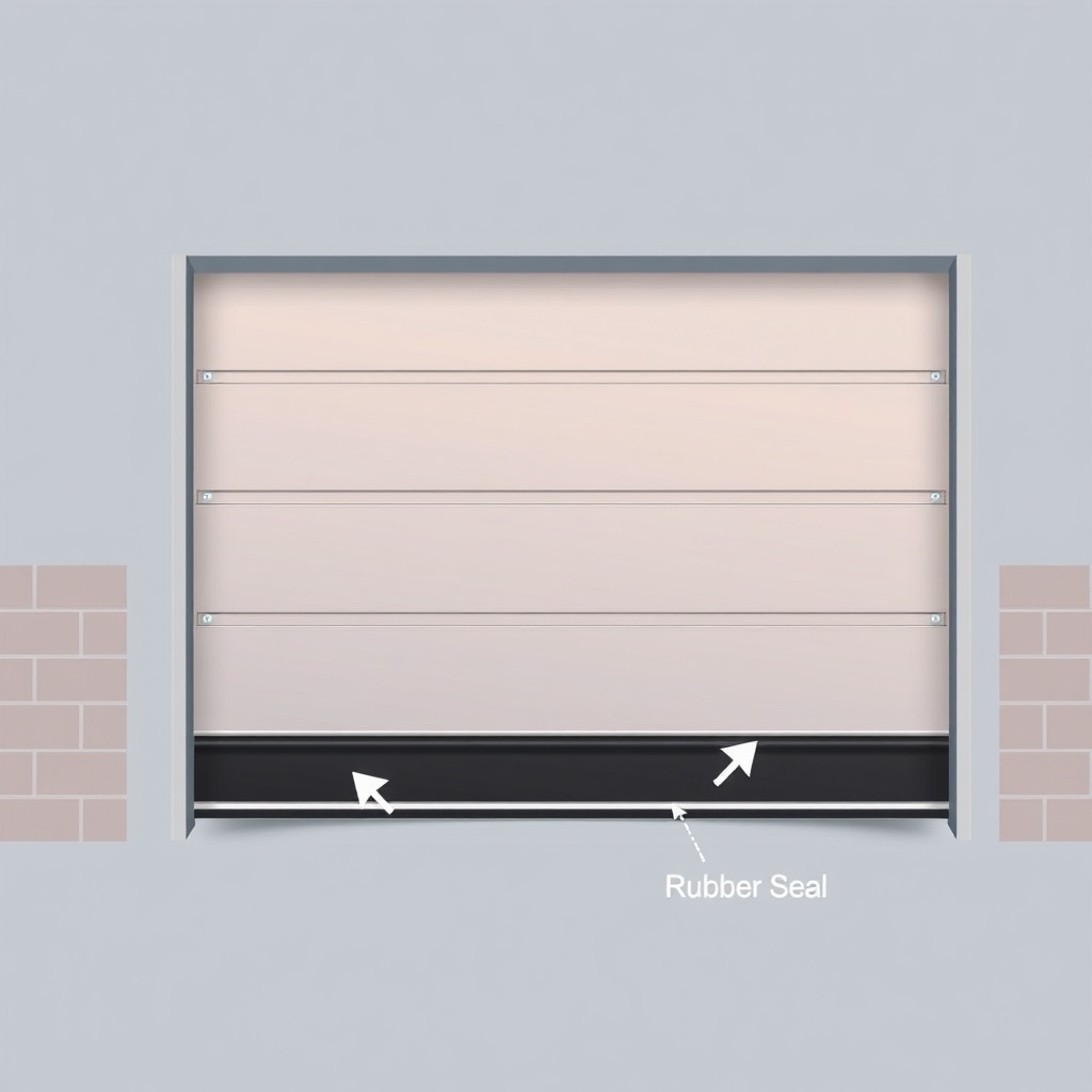 A simple illustration showing a cross-section of a garage door with a PU-foam core